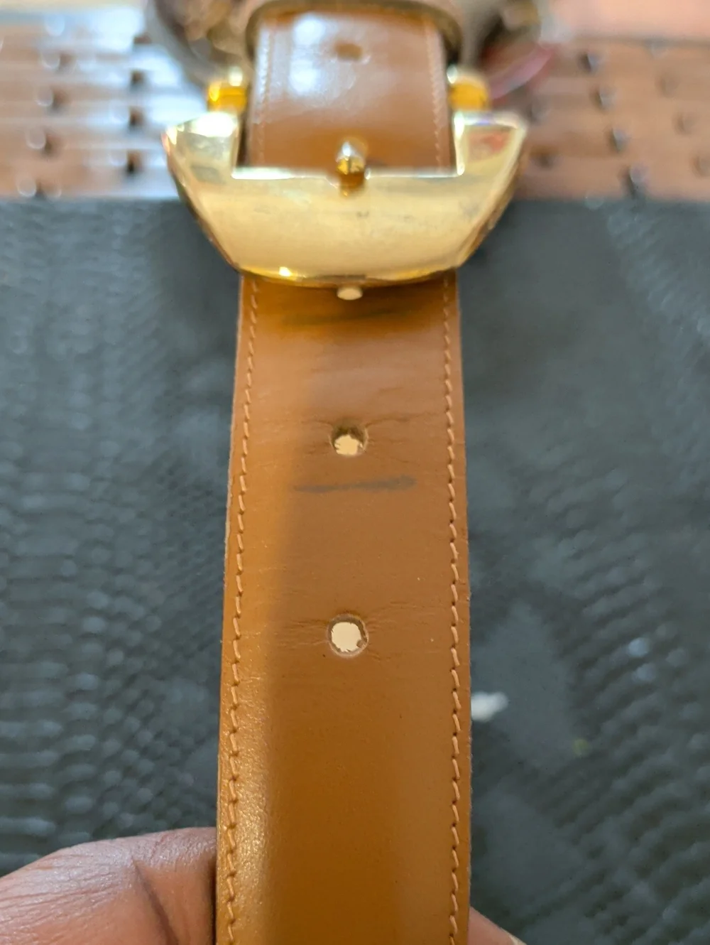 Calderon Genuine Leather Tan Belt with Gold Buckle